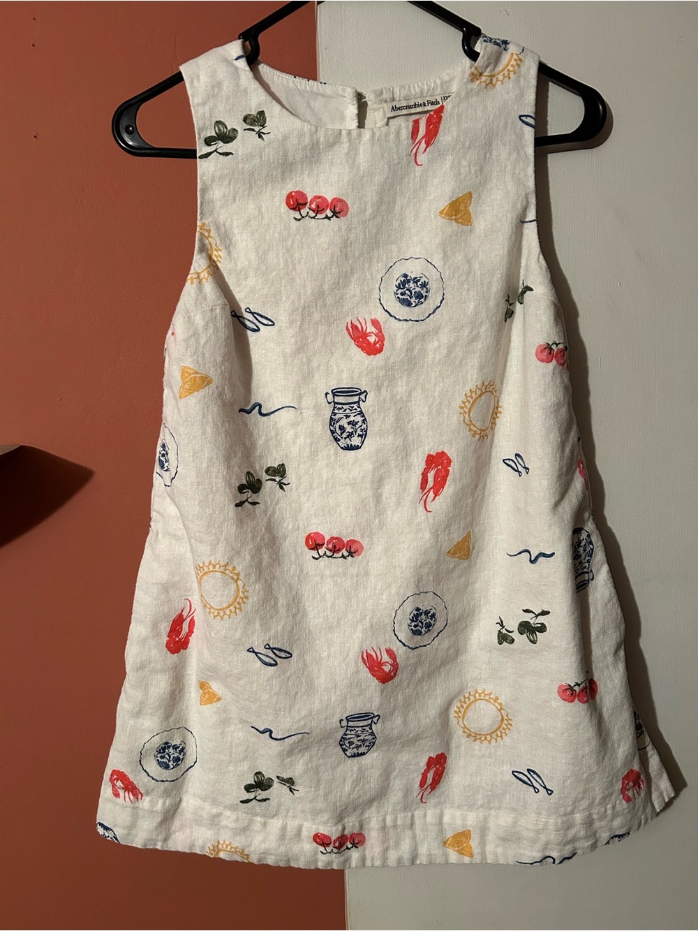 Abercrombie & Fitch White Mini Dress with Red, Blue & Yellow Motifs